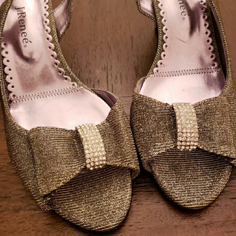 J. Renee Metallic sequined sling back heels